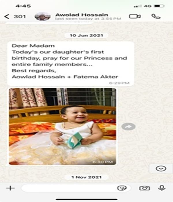 WhatsApp message from a Jahar IVF patient 8